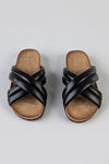 Padded crossover straped slide sandals