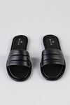Quilted flat sole slide sandals