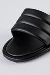 Quilted flat sole slide sandals