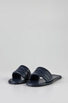 Quilted flat sole slide sandals