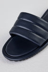 Quilted flat sole slide sandals