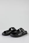 Slide sandals with buckle