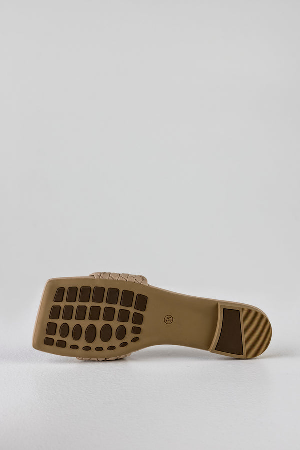 Braided vamp square toe slide sandals