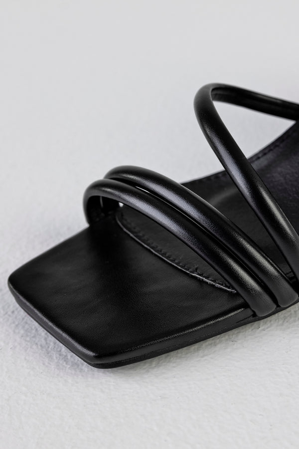 Square toe strappy heeled sandals