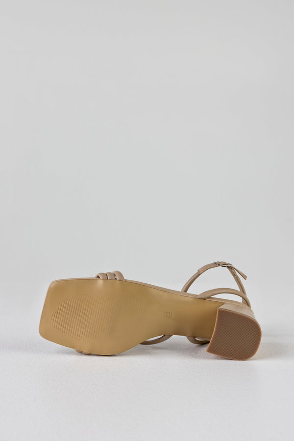 Square toe strappy heeled sandals