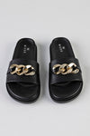 Slide sandal with chain