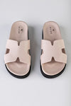 Leather platform slide sandals