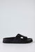 Leather platform slide sandals