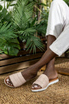 Leather quilted slide sandals