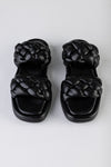 Leather braided padded slide sandals