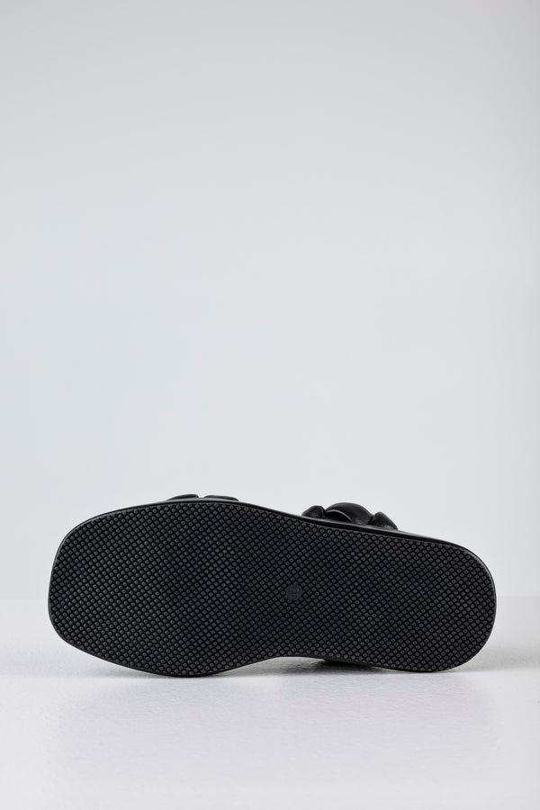 Leather braided padded slide sandals