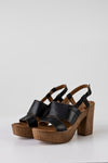 Leather platform heeled sandals
