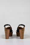 Leather platform heeled sandals