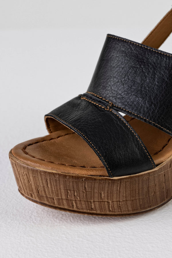 Leather platform heeled sandals