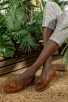 Leather suede moccasin with tassels