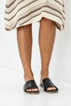Leather slide flat sandals