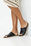 Leather slide flat sandals