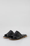 Leather slide flat sandals