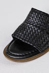 Leather slide flat sandals