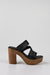 Leather platform heeled slide sandals