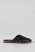 Leather woven-strap mules