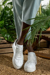 Leather lace-up sneakers