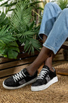 Leather lace-up sneakers