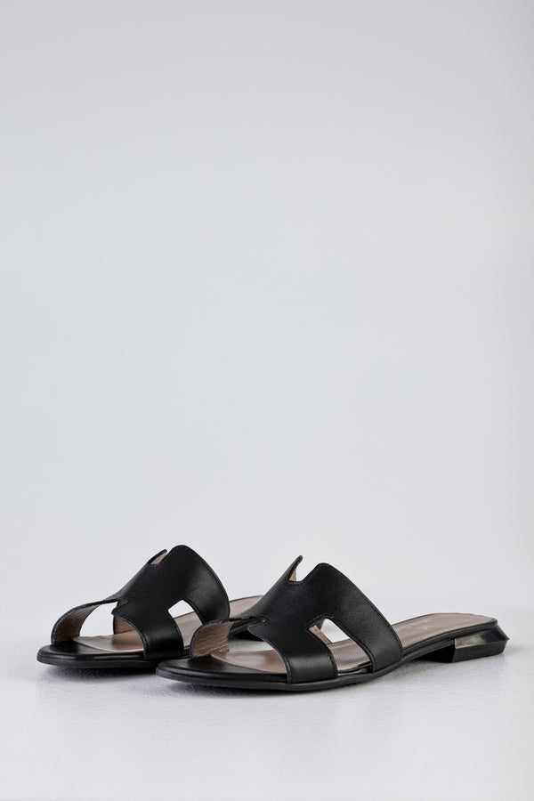 Leather slide sandals