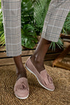 Leather suede loafers with tassels