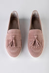 Leather suede loafers with tassels
