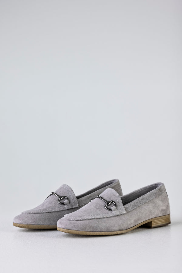Leather suede loafers with buckle