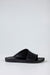 Leather asymmetrical slide sandals