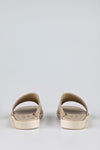 Leather asymmetrical slide sandals