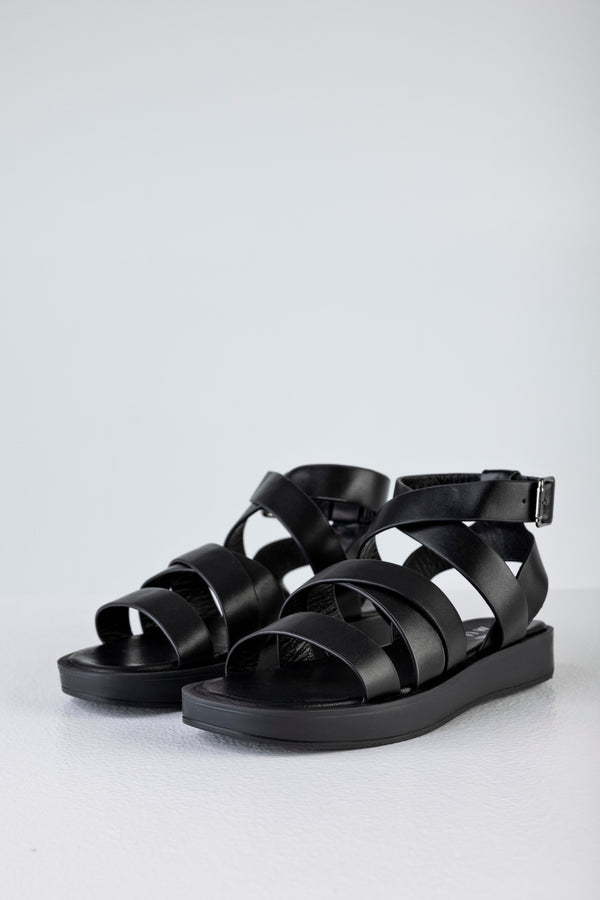 Leather strappy flatform sandals