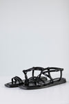 Leather strappy flat sandals