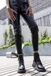 Lace-up boots with buckle
