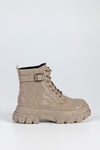 Chunky sole lace-up boots with buckle