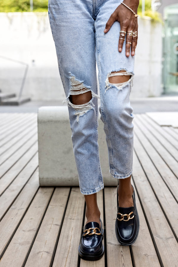 Chunky sole loafers with chain