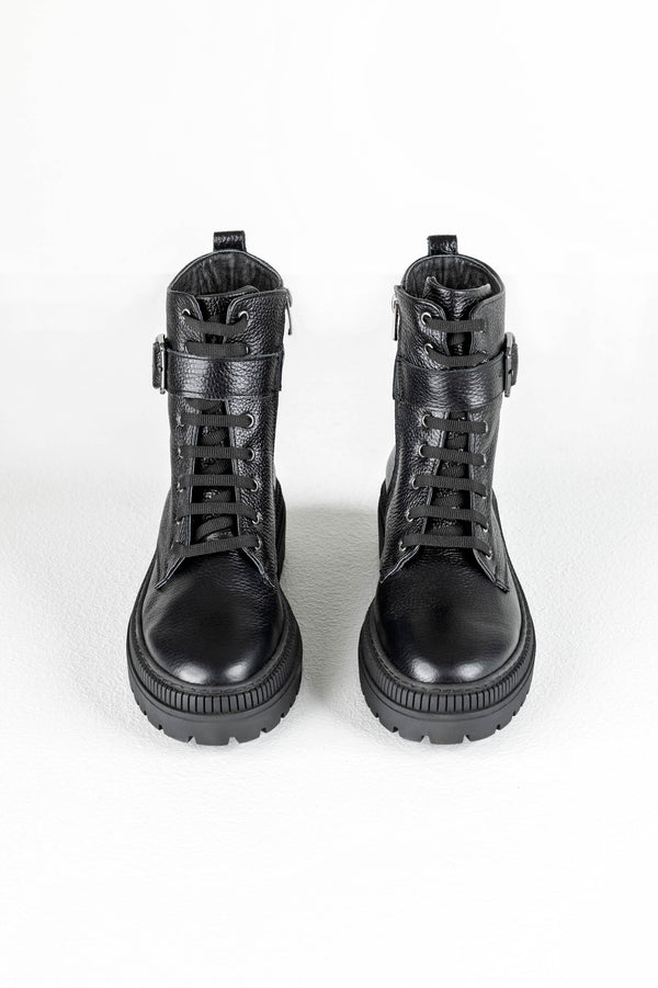 Leather lace-up boots