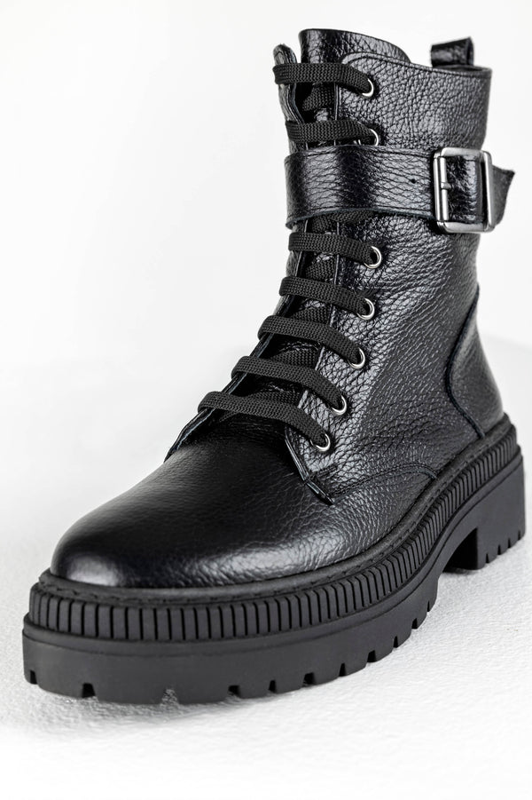 Leather lace-up boots