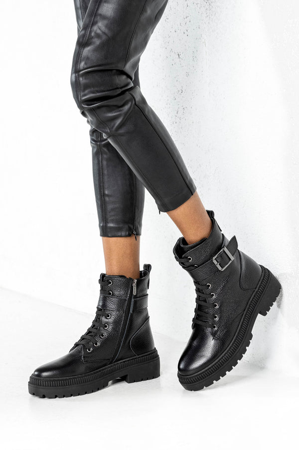 Leather lace-up boots