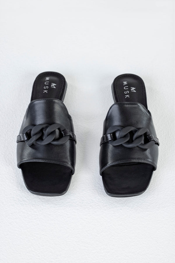 Slide sandals with chain