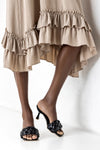 Braided padded heeled sandals
