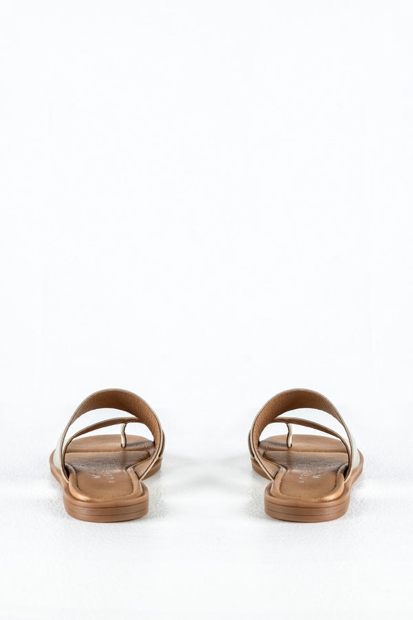 Leather asymmetrical toe slide sandals