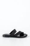 Leather asymmetrical toe slide sandals