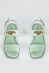 Leather slide sandals with chain