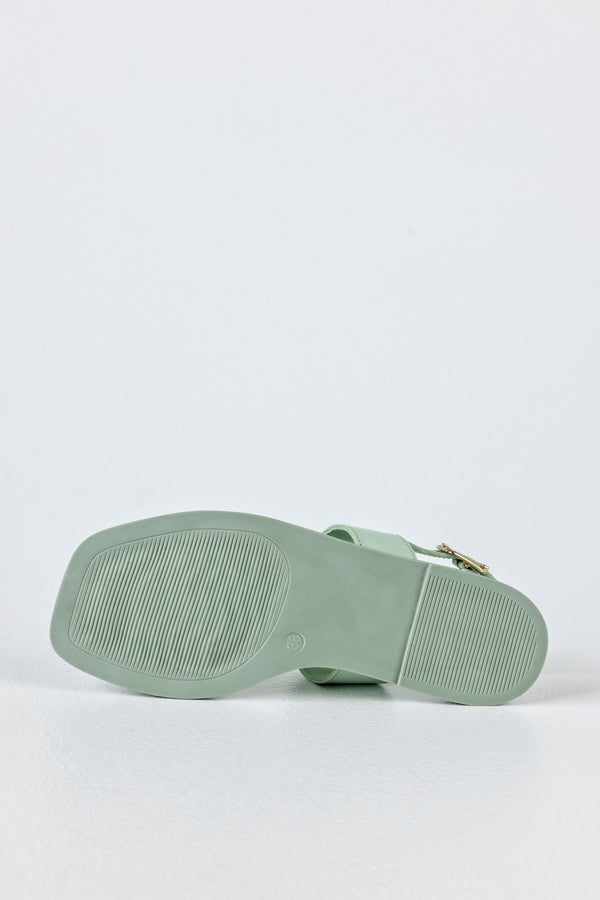 Leather slide sandals with chain