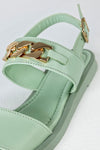 Leather slide sandals with chain