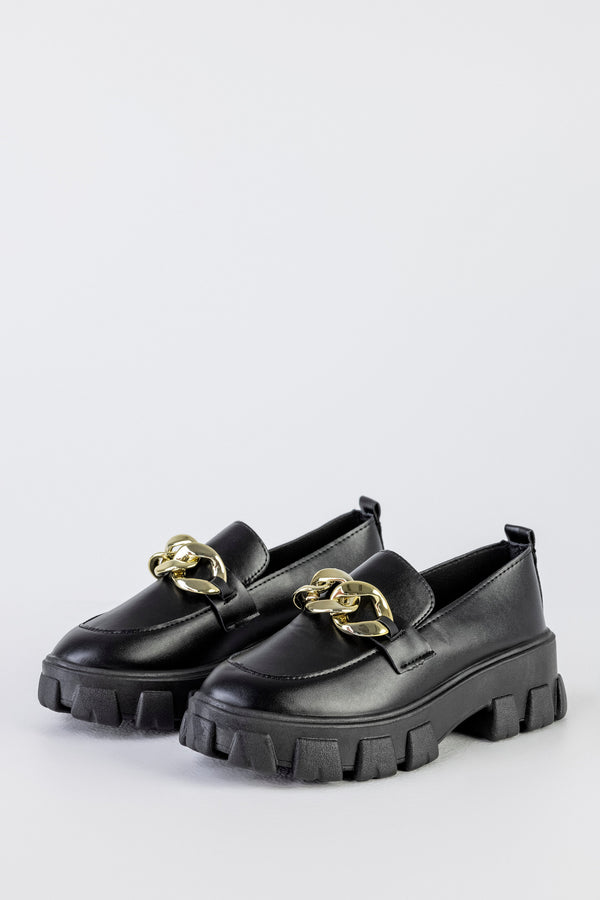 Chunky sole loafers with chain