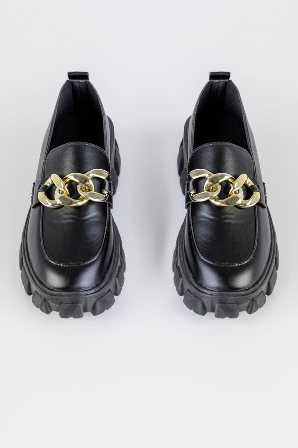 Chunky sole loafers with chain